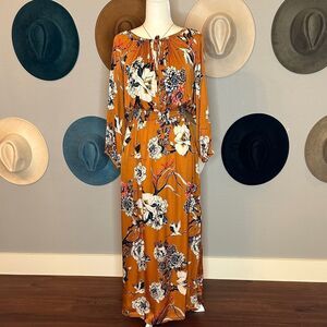 Floral Maxi Dress in Bronze